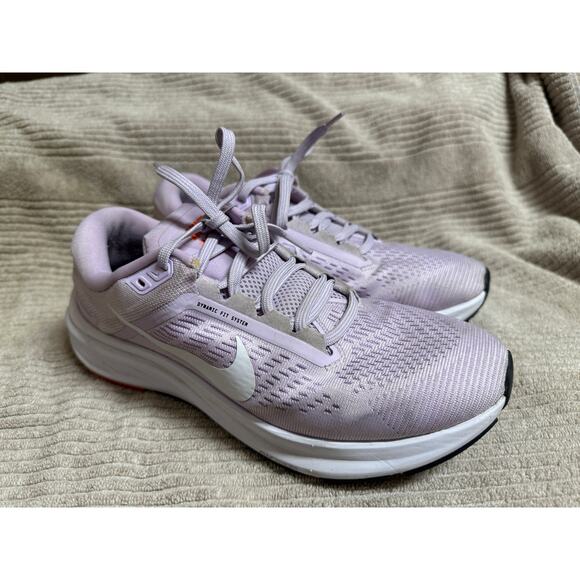 Nike Air Zoom Structure 24 Road Running Shoes, White-Lilac-Rush Orange 9 M US - Picture 5 of 9